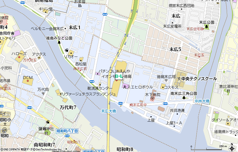 中央コンタクト　イオンモール徳島店付近の地図